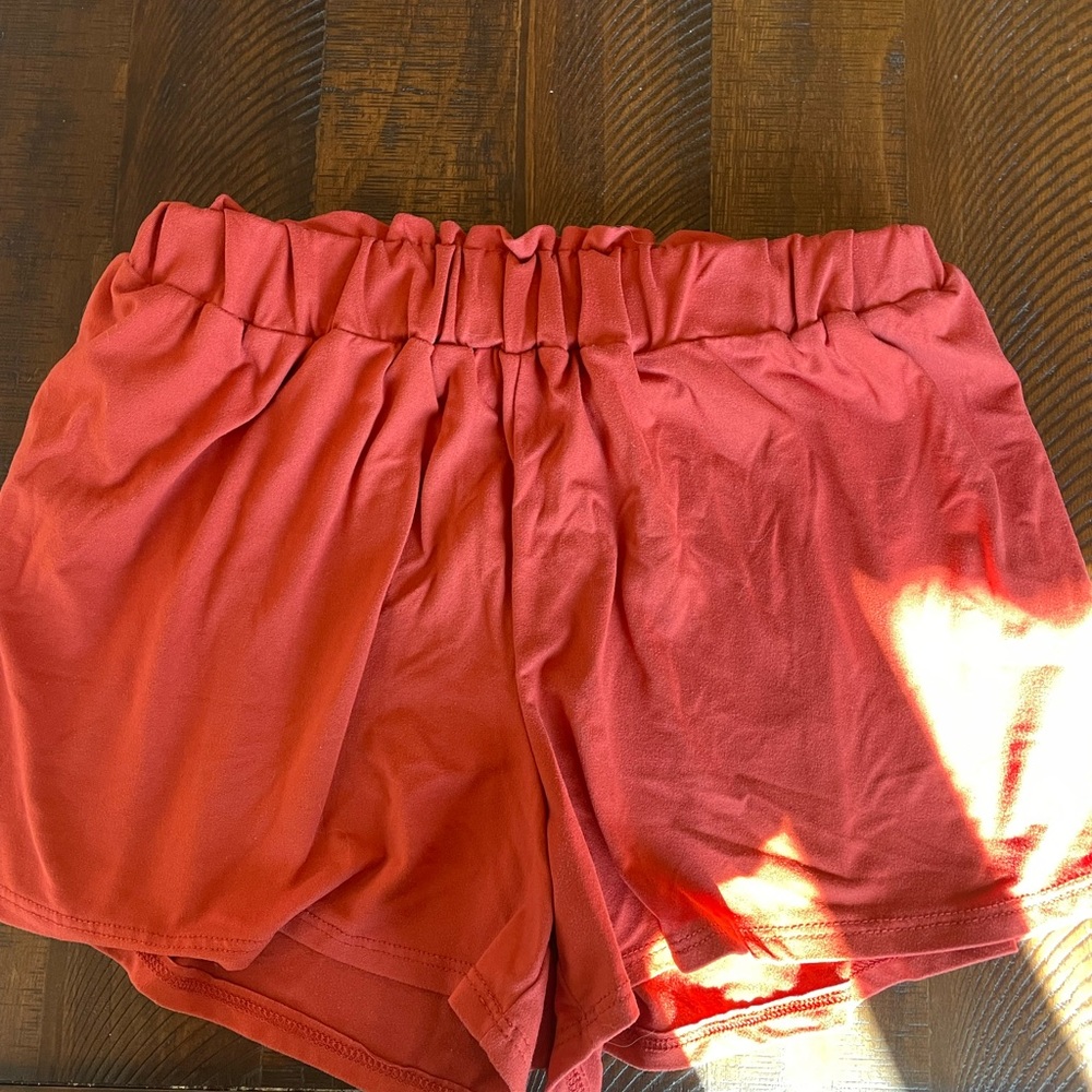 Red paper bag cotton shorts